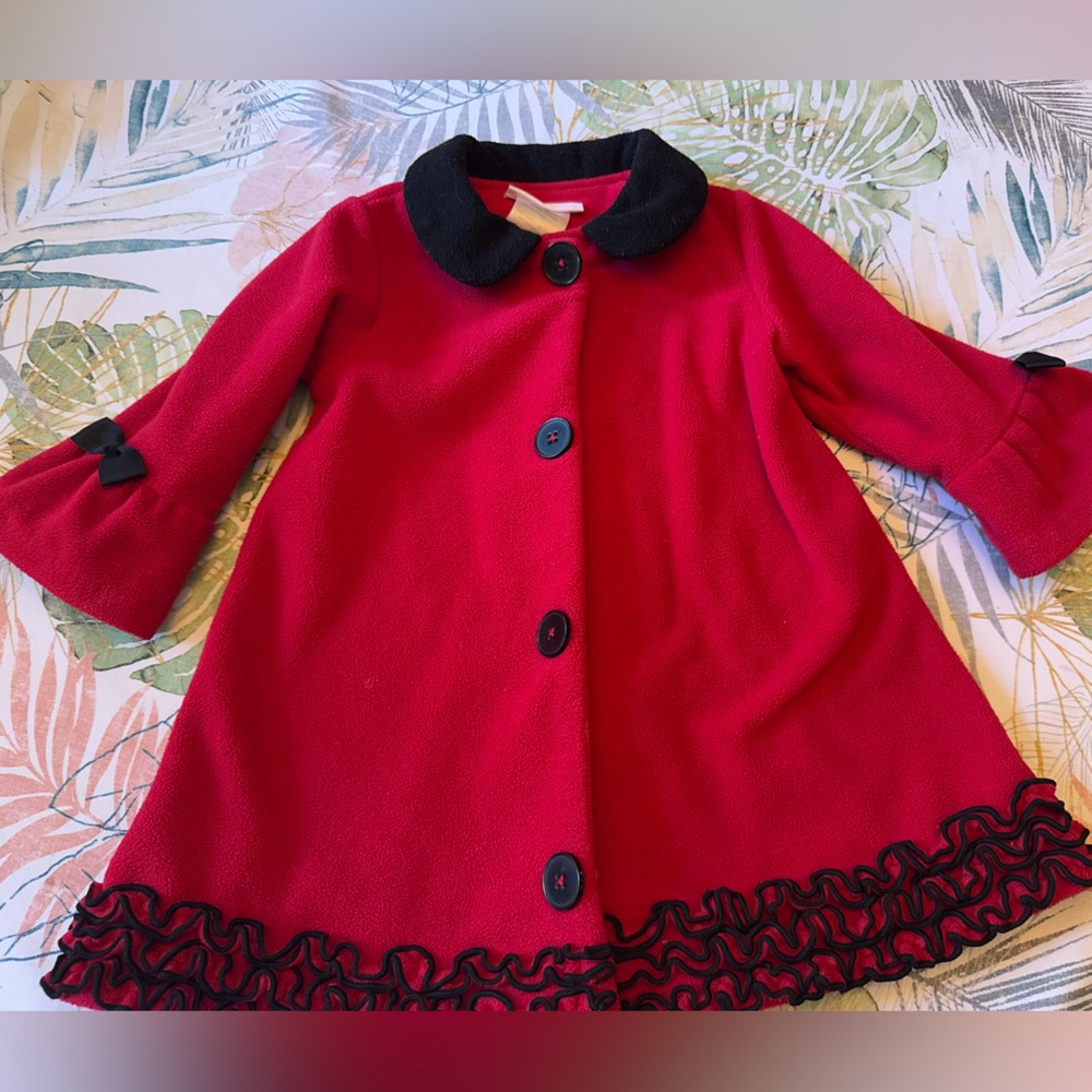 Bonnie Baby Red peacoat with Black Trim
